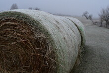 Frost On Hay Bales