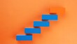 blue stairs leading to orange top step success top level or career minimal modern concept