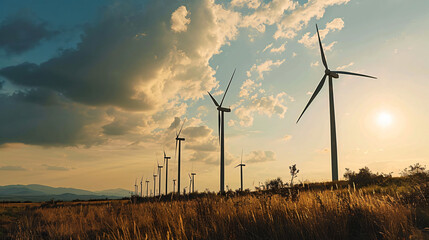 wind turbine at sunset