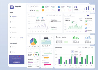 UI UX Infographic dashboard. UI design with graphs, charts and diagrams. Web interface template