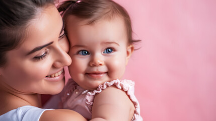 Wall Mural - Mother and baby lovely moment, Happy mothers day