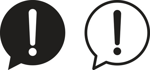 Poster - exclamation with bubble speech icon set in two styles isolated on white background . vector illustra