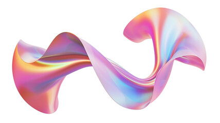 Poster - holographic gradient neon wave shape on transparent background