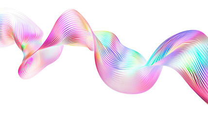 Poster - holographic gradient neon wave shape on transparent background