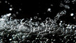 Soda water bubbles splashing underwater against black background. Generative AI