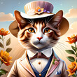 Meet Ginger, a charming anthropomorphic cat straight out of the 1920s. With his rich brown fur, enchanting brown eyes, and suave demeanor, Ginger is the epitome of feline grace and style. His perfectl