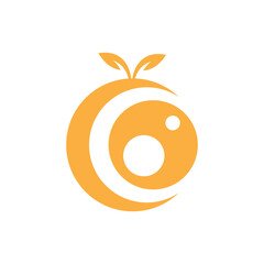 Sticker - orange eye fruit logo design vector image