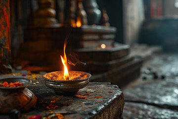 Wall Mural - aarti hindu religious ritual of worship