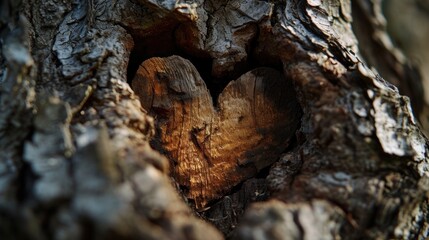 Poster -  a heart carved into the bark of a tree with it's hole in the middle of it's bark.