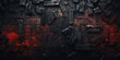 black charred wall with a red fiery glow, brutal chaotic geometry, screensaver, background, banner, wallpaper