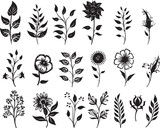 Fototapeta Kwiaty - Flowers silhouette design illustration bundle