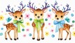 cute little deer in cartoon style watercolor illustration on a white background