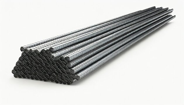 steel reinforcement rebars on white background construction industry 3d rendering