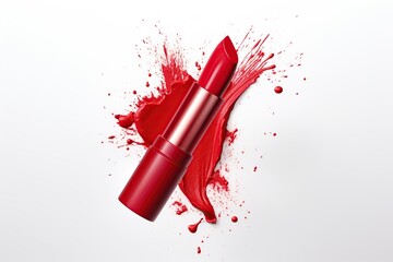 Beautiful red lipstick on white background