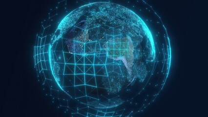 Poster - Abstract digital Earth. Computer generated 3d render