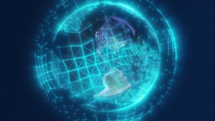 Poster - Abstract digital Earth. Computer generated 3d render