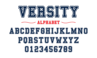 Wall Mural - Editable typeface vector. Varsity sport font in american style for football, baseball or basketball logos and t-shirt.