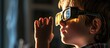A child tests their vision using vectograms and polarized lenses.