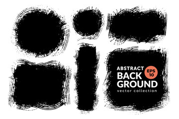 Poster - Vector set of hand drawn brush strokes, stains for backdrops. Monochrome design elements set. One color monochrome artistic hand drawn backgrounds.