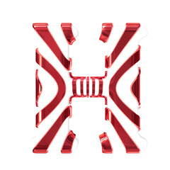 White symbol with red thin straps. letter h