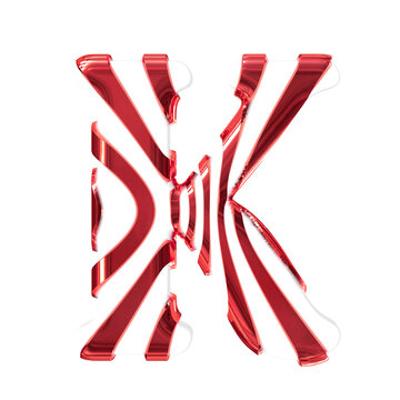 White symbol with red thin straps. letter k