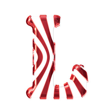 White symbol with red thin straps. letter l