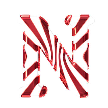 White symbol with red thin straps. letter n
