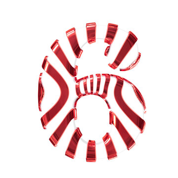 White symbol with red thin straps. number 6