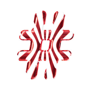 White symbol with red thin straps