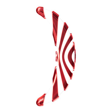 White symbol with red thin straps