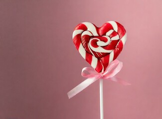 Wall Mural - Valentine heart shape candy cane with copy space