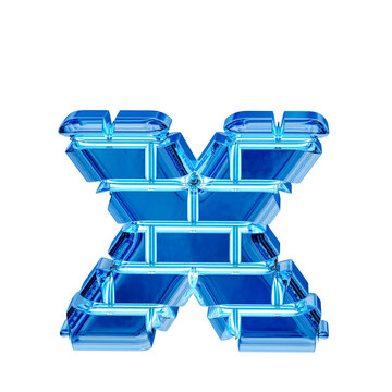 Symbol made of blue ice bricks. letter x