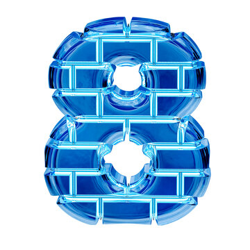 Symbol made of blue ice bricks. number 8