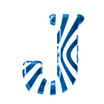 White symbol with blue thin straps. letter j