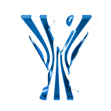 White symbol with blue thin straps. letter y