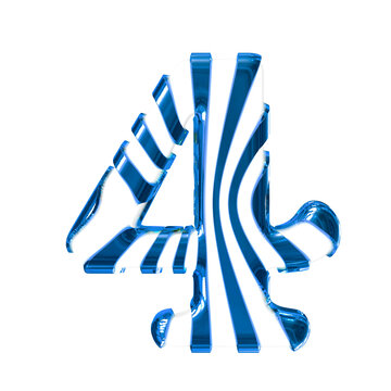 White symbol with blue thin straps. number 4