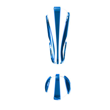 White symbol with blue thin straps