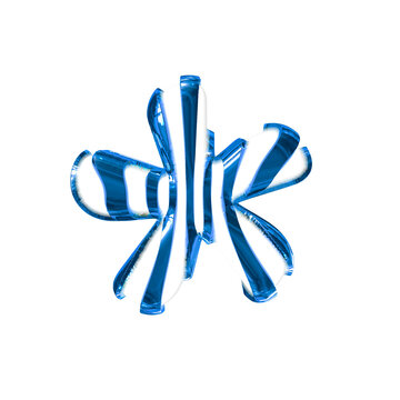 White symbol with blue thin straps