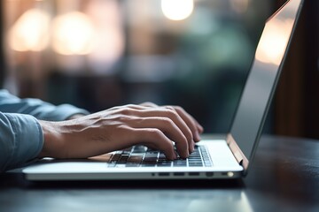 Wall Mural - Young man working on laptop in office