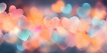 Galand Of Heart Shaped Lights With Bokeh Background. Saint Valentine Background