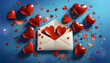 Liebesbrief, herzen, valentinstag, close up, neu, modern, blau, rot, brief, viele, hintergrund, konzept