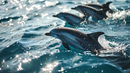 Canvas Print - dolphins swimming in the ocean together