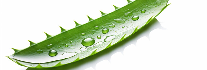 Wall Mural - aloe vera leaves with drops, isolated on white background