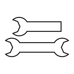 Poster - wrench and ribbon icon over white background, Household appliance icon in line style. Suitable for design to introduce carpentry tools. Coloring educational media with a tool theme