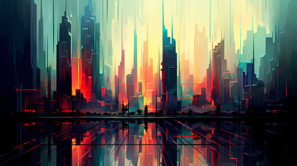 Wall Mural - Digital technology abstract graphics poster web page PPT background, abstract background