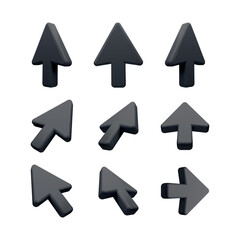 Poster - Stylish Black 3D Cursors Collection for User Interface and Graphic Design - featuring sleek arrow icons ideal for modern UI UX designs.