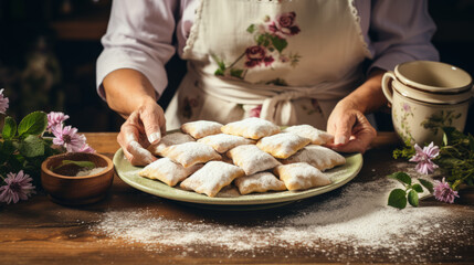 Wall Mural - a girl and a powdered sugar bake