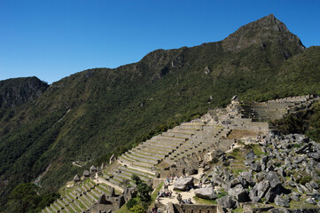 mountain with space full of huge cut stones