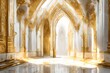 A liquid lightpuparl and white realm with golden ethereal doorways. 