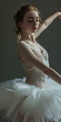 Poster - An elegant and lovely teenage girl in a ballerina outfit. dressed a white tutu. generative AI